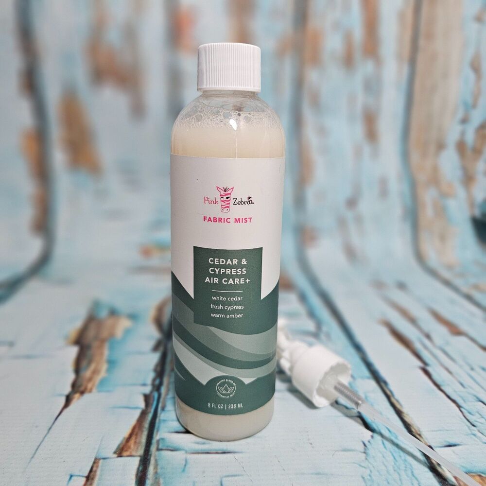 Pink Zebra Fabric Mist Cedar & Cypress Air Care+ 8 oz Odor Eliminator Spray NEW